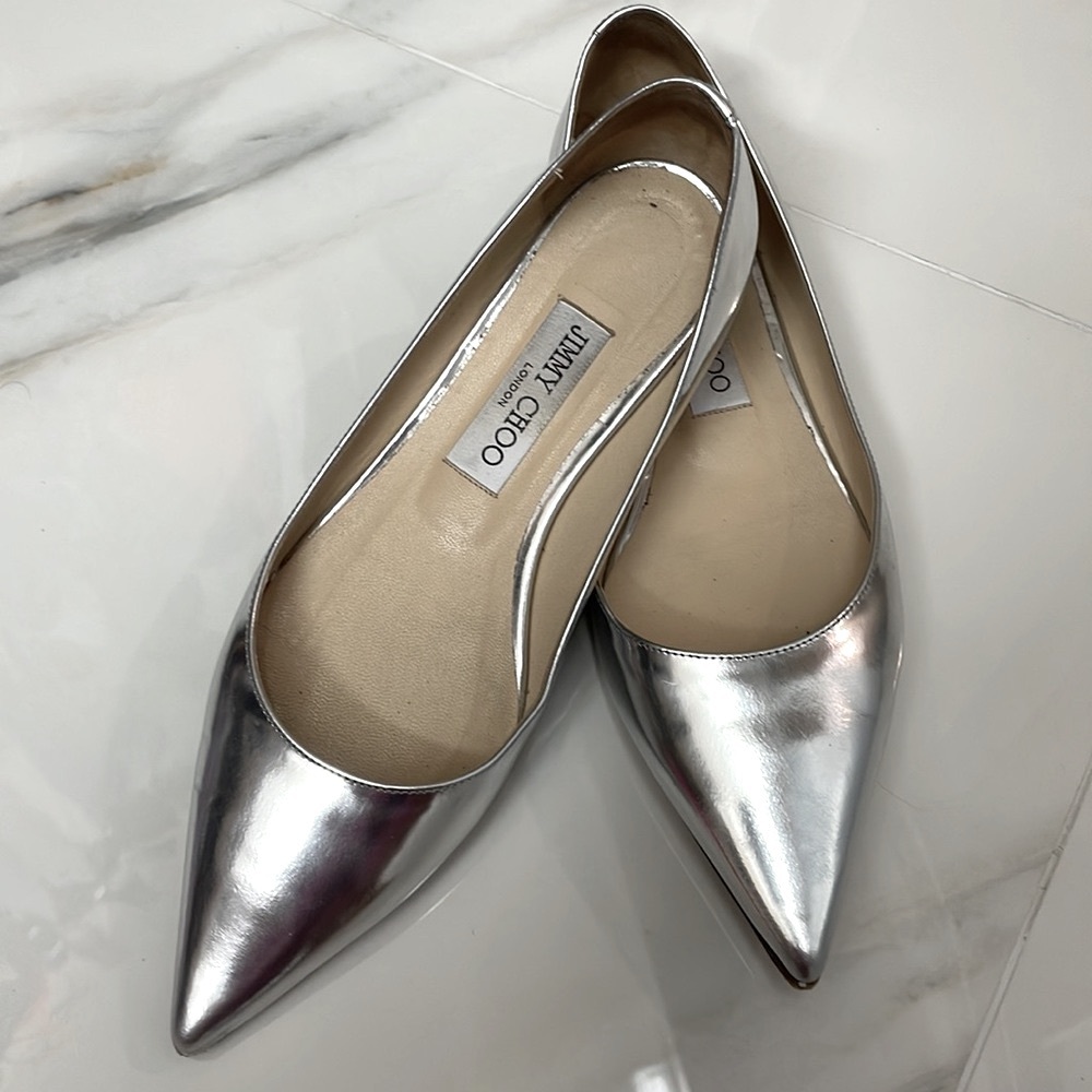 Jimmy Choo Romy Flats Silver 38 (8 US)